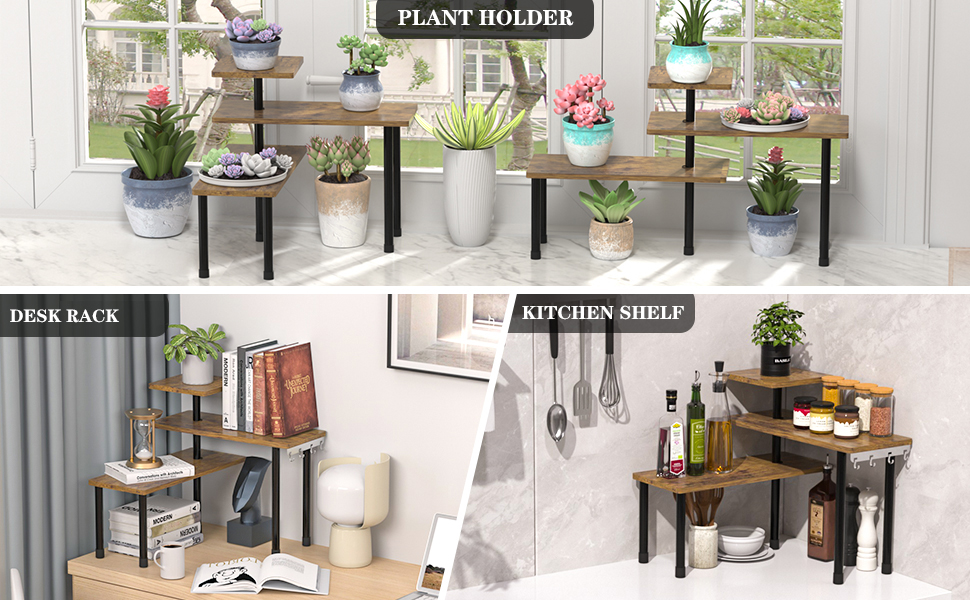 kitchen countertop organizer, kitchen organization, 3 tier corner shelf