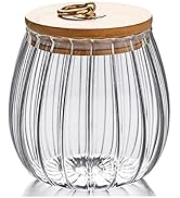 FANTESTICRYAN Glass Coffee Nuts Canister Airtight Storage Jar Petal Decorative Container with Bam...