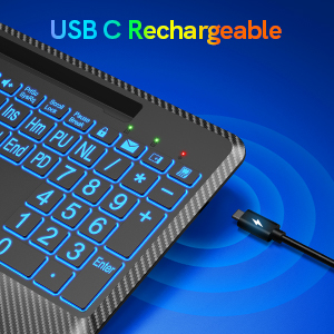 Wireless Keyboard Computer Lighted Keyboard Rechargeable Full Size Ergonomic Keyboard