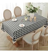 Alsoo Tablecloths for Rectangle Tables Cotton Linen Fabric Checkered Gingham Table Cloth Heavy Du...