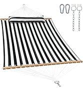 Gafete 2 Person Hammocks for Outside, Double Quilted Fabric Outdoor Hammock with Spreader Bar, La...