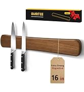 Swaitee Magnetic Knife Holder for Wall, 16 Inch Wood Knife Strip with Strong Magnetism, Kitchen A...