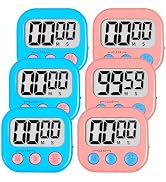 ZILLEEN Classroom Timer for Kids Teachers Digital Timers, Blue Pink 6 Pack