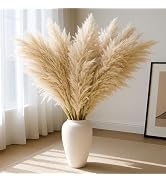 JOHOUSE 16PCS 40'' Artificial Pampas Grass - Fluffy Faux Dried Tall Beige Stems for Boho Floor Va...
