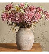 Dobbyby Ceramic Flower Vase 7.6 inch Farmhouse Rustic Vase Decorative Pottery Terracotta Vases fo...