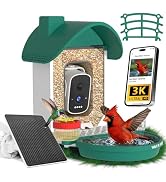 WAVEEME Smart Bird Feeder with Camera, 3K AI Bird Camera & Bath | Solar powered wireless outdoor ...