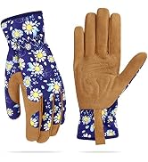 Womens Gardening Weeding Working Gloves, Leather Garden Glove for Women Thorn Proof No Stab for D...