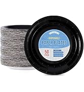 Tyzarglef Disposable Paper Plates Black, 50 Count 7” Dessert Cake Plates Bulk for Party Supplies,...