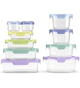 Ello Color Lock 20PC Mixed Glass Food Storage Sets, Leak-Proof Glass Food Storage Containers with...