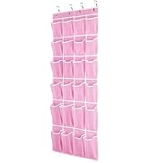SAVERHO Hanging Shoe Organizer, Over The Door Shoe Organizer with 24 Breathable Mesh Pockets for ...