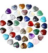 NUKAYAI 40 PCS Heart Crystals Valentine Trinket Gemstones Love Shaped Hearts Rose Quartz Amethyst...