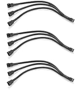 PWM Fan Splitter Cable 10 inches, 3 Pack, Black, 3 Way 4 Pin PC Fan Extension Cable, CA PWM Fan E...