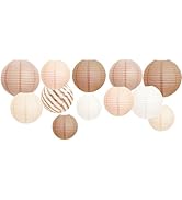 NICROHOME EUR Bridal Shower Decorations, 12 PCS Rustic Creamy White Hanging Paper Lanterns for Bo...