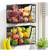 YIWANFW 2 Set Magnetic Shelf for Fridge, Potato & Onion Storage Bins, Magnetic Fruit Basket for R...