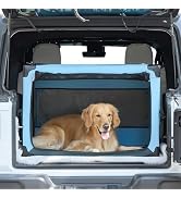 JOYTUTUS Collapsible Dog Crate, 37 Inch Portable Pet Crate for Car, Travel Dog Kennel Foldable Do...