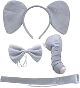 Zitokin Elephant Costume 4PCS for Kids, Ears Headband & Nose & Bowtie & Tail Elephant Nose for Ha...