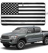American Flag Windshield Sun Shade, High-Resolution Car Sun Shield with Mirror Cut-Out for Automo...