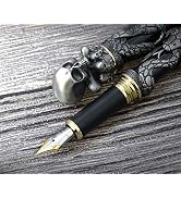 Jinhao Black Snake Fountain Pen Fine Nib with Skull Head Solid Metal