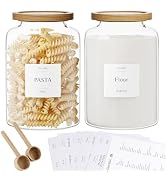 Yirilan 2 PCS Flour Sugar Storage Containers Glass Jar, 4000ml/1 Gallon/4.2 Qt/135oz,Large Glass ...