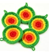 Uoymual 5Pcs Round Dish Scrubbies,Reusable for Cleaning, Kitchen Cleaning Cloth with Hooks,6.3 In...