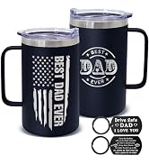 HottKiiper Gifts for Dad, Father's Day Gifts from Daughter, BEST DAD EVER Mug 17oz Insulated Tumb...