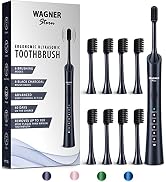 Wagner & Stern ultrasonic whitening Electric Toothbrush with 8 Charcoal Black Brush Heads. for Fr...