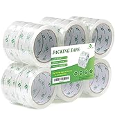 12 Rolls Crystal Clear Packing Tape Refill, Shipping Packaging Tape, 2 Mil 1.88 inch x 60 Yards f...