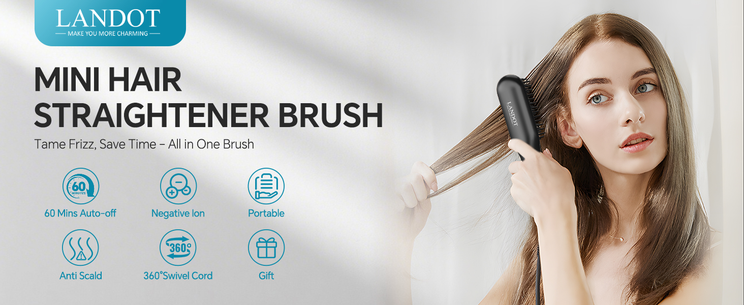 LANDOT MINI HAIR STRAIGHTENER BRUSH
