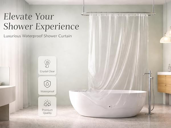 clear shower curtain liner waterproof bath liner PEVA plastic shower curtain transparent
