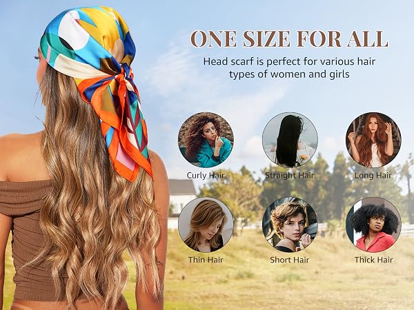 Head Scarf for Women Like Silk Hair Bandana Satin Scarf for Hair Wrapping Beach Head Wrap
