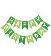 Green Happy Birthday Banner Signs Party Decorations for Women Men Girls Boys