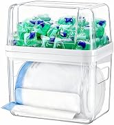 iCASA Trash Bag Dispenser and Dishwasher Pod Organizer, 3 in 1 Dish Pod and Trash Bag Holder Larg...