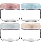 MOLADRI 8 oz/250 ml Clear Glass Storage Canister with Airtight Lid, 4 Pack Small Cute Decorative ...