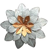 GIFTME 5 Galvanized Metal Layered Flower Outdoor Wall Art Decor Silver Home Accents Decor11.5x1.5...