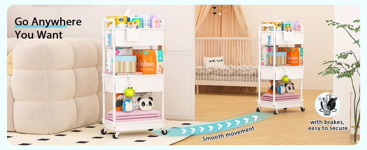 Baby Diaper Caddy Organizer Cart