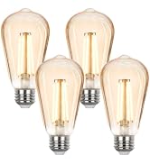 Sigalux LED Edison Bulbs 40 watt Equivalent, E26 Light Bulb Dimmable, Soft White 2700K, Amber Gla...