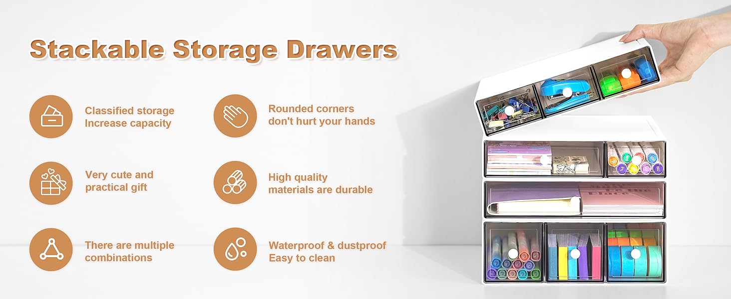 4 Tier Plastic Stackable Storage Drawers