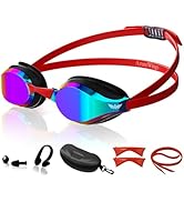 AzureWings Swim Goggles for Men Women – No Leak Anti-Fog UV HD Wide Vision, Racing & Swimming Gog...