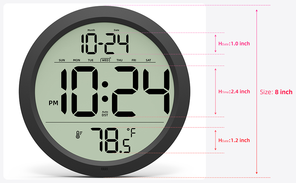8 INCH WALL CLOCK WITH LARGE NUMBER