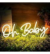 Oh Baby Neon Sign for Backdrop Wall Decor, Boy and Girl Baby Shower Decorations Led Light up Sign...