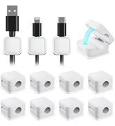 smofish Cord Organizer Holder, 12 Pack Magnetic Desk Cable Clips Management, Hide Phone Charging ...