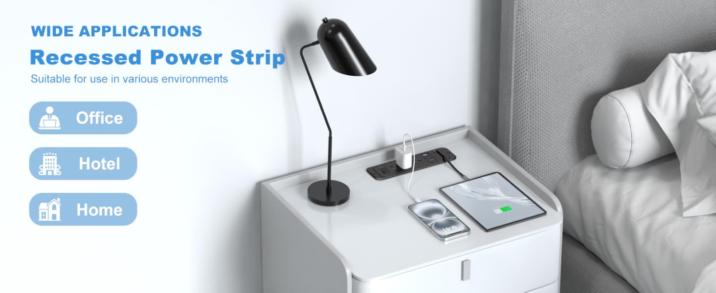 furniture recessed power strip