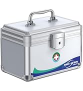 Uniclife Medicine Lock Box First Aid Box with Key Lock & Handle Portable Medication Metal Lockabl...