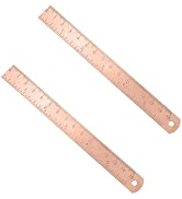 2Pcs Precision Metal Ruler - Rose Gold Brass Drafting Toolfor Technical Drawing, Math and Archite...