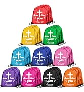 yasuwekik 30 Pieces Jesus Loves You Drawstring Backpack Bulk Vacation Bible School Backpack Chris...