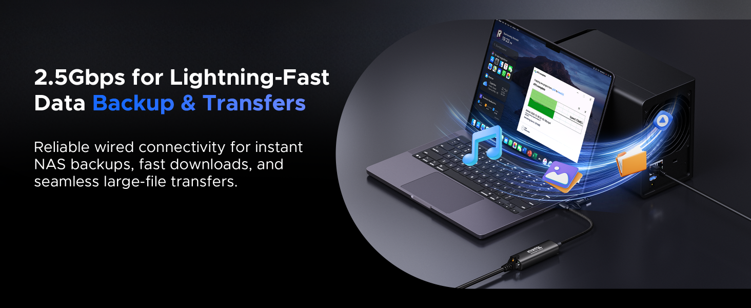 2.5Gbps for Lightning-Fast Data Backup & Transfers