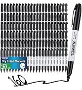 TOMPEN Dry Erase Markers Black,160 Bulk Pack Fine Tip,Low Odor Quick-Drying Whiteboard Markers fo...