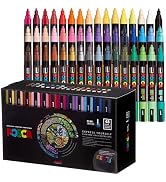 POSCA PC-5M Water-Based Paint Markers, Medium Point (1.8-2.5mm), Assorted Colors, 48 Pack with Di...