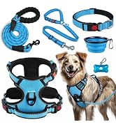 LOBEVE No Pull Dog Harness, Collar & Leash Set | Includes Dog Seat Belt, Collapsible Bowls & Poop...