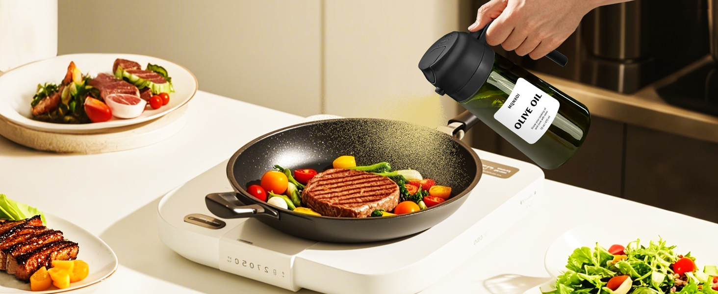 2 in 1 Olive Oil Dispenser Bottle for Kitchen,Food-grade Oil Mister for Air Fryer, Salad, Frying